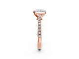 Rose gold Radiant Cut Solitaire Diamond Engagement Ring with Pave Band and Four-Prong Setting_182