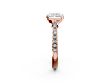 Rose gold Radiant Cut Solitaire Diamond Engagement Ring with Pave Band and Four-Prong Setting_183