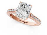 Rose gold Radiant Cut Solitaire Diamond Engagement Ring with Pave Band and Four-Prong Setting_184