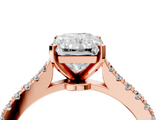 Rose gold Radiant Cut Solitaire Diamond Engagement Ring with Pave Band and Four-Prong Setting_186