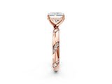 Rose gold Radiant Cut Solitaire Diamond Engagement Ring with Twisted Pave Band and Four-Prong Setting_5