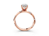 Rose gold Radiant Cut Solitaire Diamond Engagement Ring with Twisted Pave Band and Four-Prong Setting_6