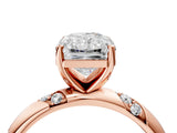 Rose gold Radiant Cut Solitaire Diamond Engagement Ring with Twisted Pave Band and Four-Prong Setting_7