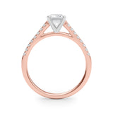 Rose gold Radiant Cut Solitaire Diamond Ring with Pave Band and Four-Prong Setting 1