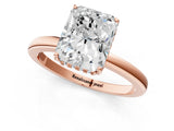 Rose gold Radiant Cut Solitaire Diamond Ring with Prong Setting and Plain Band_4
