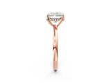 Rose gold Radiant Cut Solitaire Diamond Ring with Prong Setting and Plain Band_5