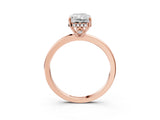 Rose gold Radiant Cut Solitaire Diamond Ring with Prong Setting and Plain Band_6