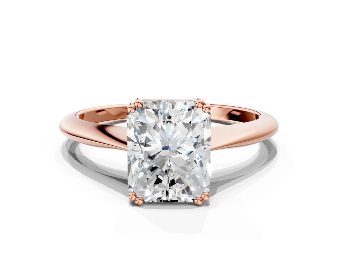 Rose gold Radiant Cut Solitaire Diamond Ring with Six-Prong Setting and Classic Band_3