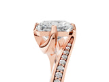 Rose gold Radiant Cut Solitaire Diamond Twist Band with Pavé Setting and Four-Prong Setting_8
