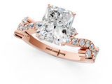 Rose gold Radiant Cut Solitaire Diamond Twisted Band with Pave Setting_67