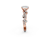 Rose gold Radiant Cut Solitaire Diamond Twisted Band with Pave Setting_68