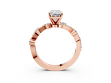 Rose gold Radiant Cut Solitaire Diamond Twisted Band with Pave Setting_69