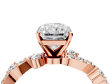 Rose gold Radiant Cut Solitaire Diamond Twisted Band with Pave Setting_70