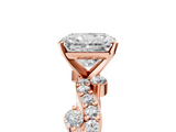 Rose gold Radiant Cut Solitaire Diamond Twisted Band with Pave Setting_71