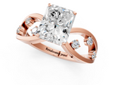 Rose gold Radiant Cut Solitaire Diamond with Side Stones on Criss-Cross Band and Four-Prong Setting_18
