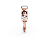 Rose gold Radiant Cut Solitaire Diamond with Side Stones on Criss-Cross Band and Four-Prong Setting_19