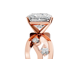 Rose gold Radiant Cut Solitaire Diamond with Side Stones on Criss-Cross Band and Four-Prong Setting_22