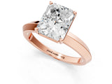 Rose gold Radiant Cut Solitaire Engagement Ring with Flat Band and Four-Prong Setting 1