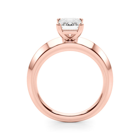 Rose gold Radiant Cut Solitaire Engagement Ring with Flat Band and Four-Prong Setting 1