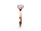 Rose gold Radiant Cut Solitaire Engagement Ring with Flat Band and Four-Prong Setting 2