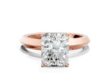 Rose gold Radiant Cut Solitaire Engagement Ring with Flat Band and Four-Prong Setting