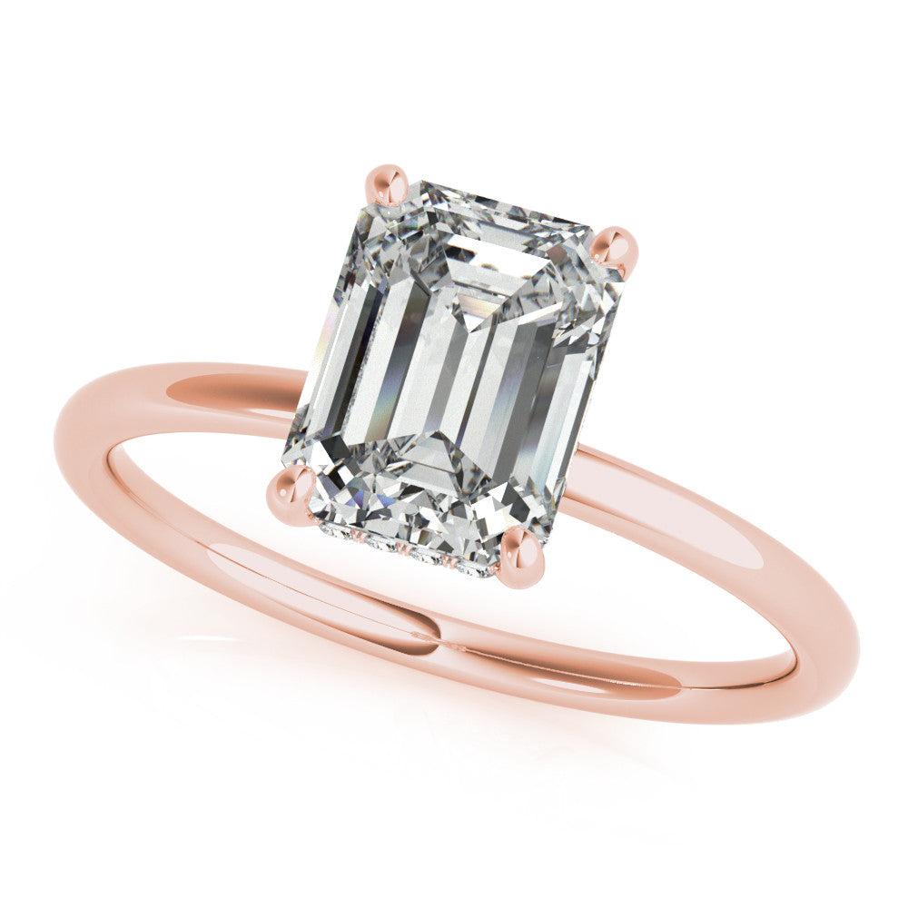 Rose gold Radiant Cut Solitaire Engagement Ring with Four-Prong Setting and Classic Band 2