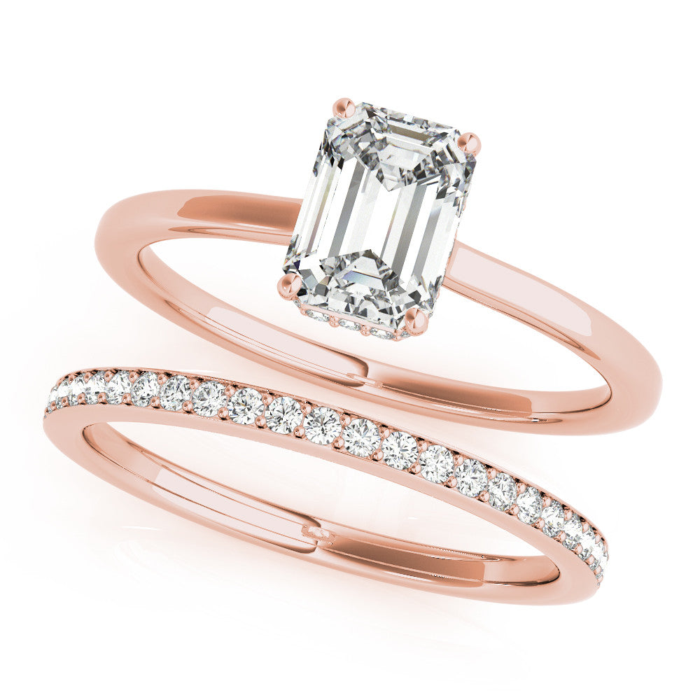 Rose gold Radiant Cut Solitaire Engagement Ring with Four-Prong Setting on a Classic Band 2