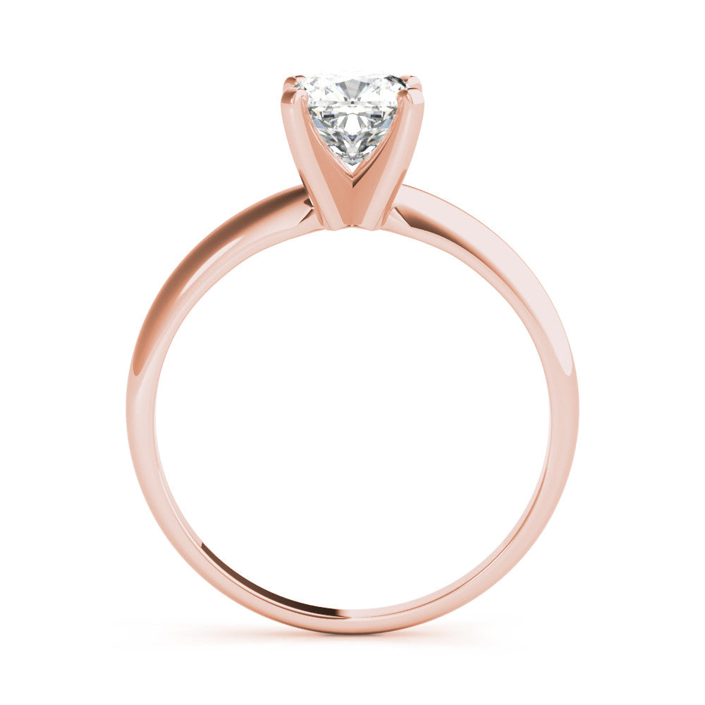 Rose gold Radiant Cut Solitaire Engagement Ring with Round Band and Four-Prong Setting 1