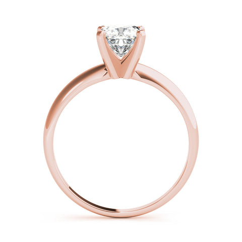 Rose gold Radiant Cut Solitaire Engagement Ring with Round Band and Four-Prong Setting 1