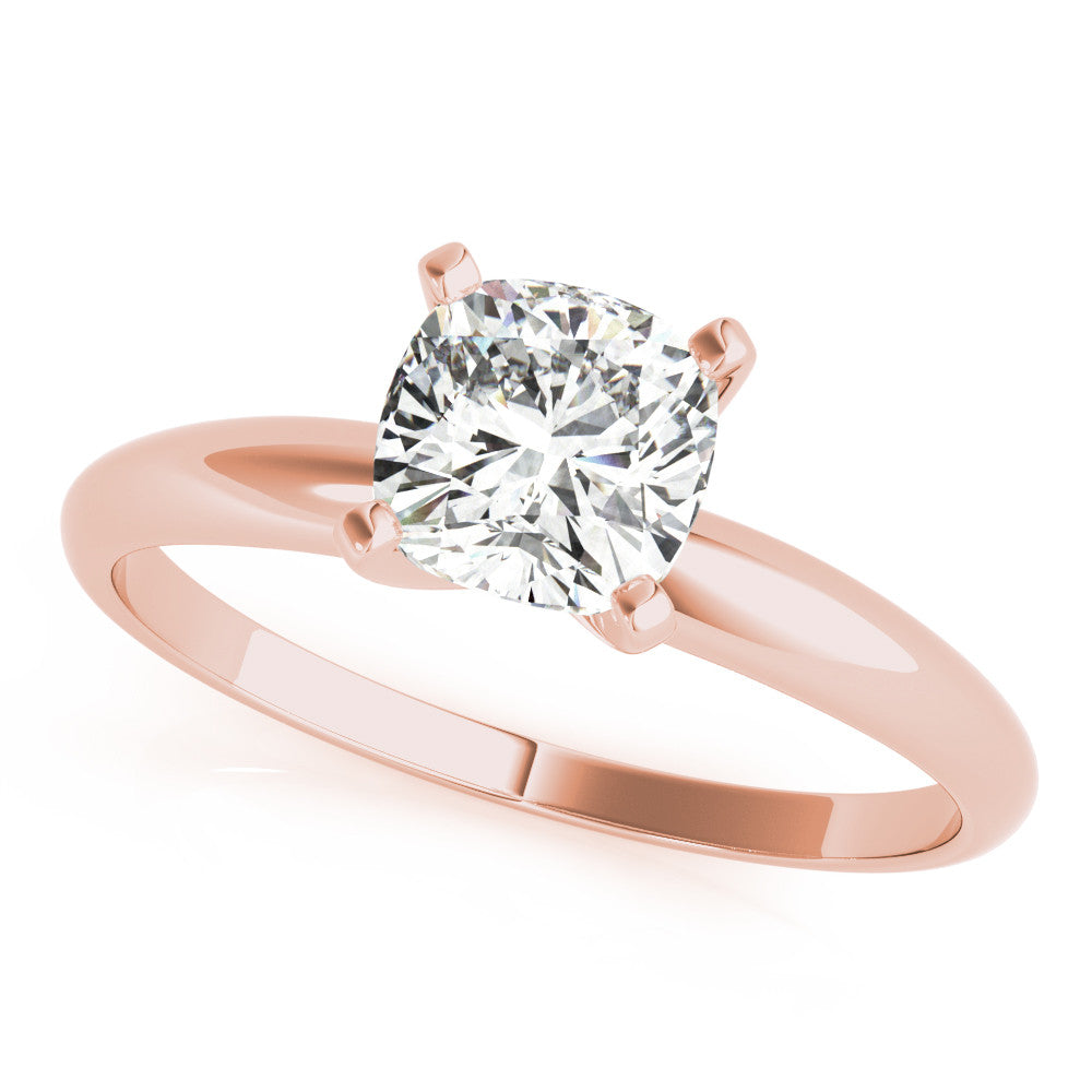 Rose gold Radiant Cut Solitaire Engagement Ring with Round Band and Four-Prong Setting 2