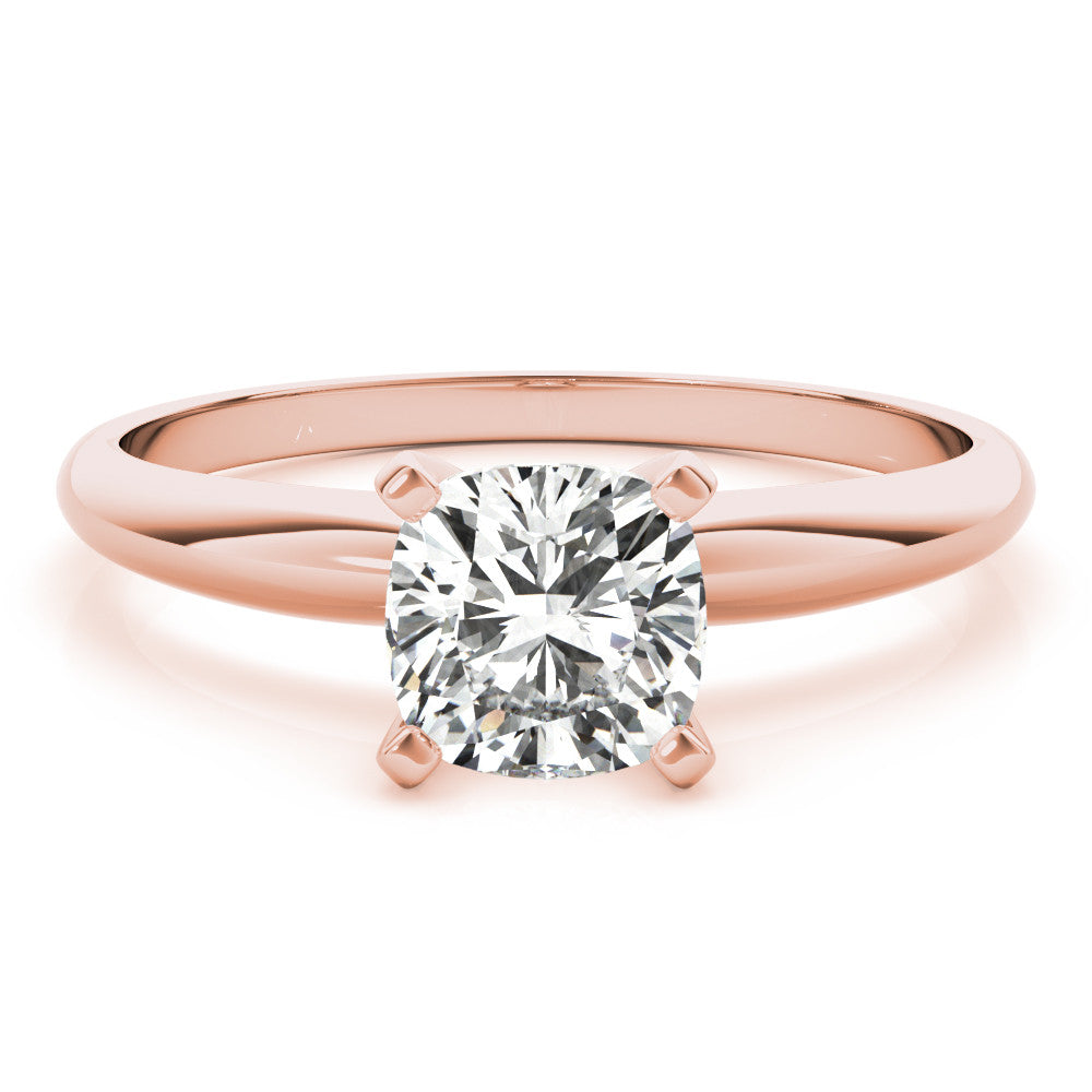 Rose gold Radiant Cut Solitaire Engagement Ring with Round Band and Four-Prong Setting