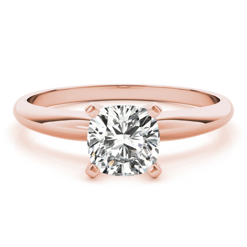 Rose gold Radiant Cut Solitaire Engagement Ring with Round Band and Four-Prong Setting