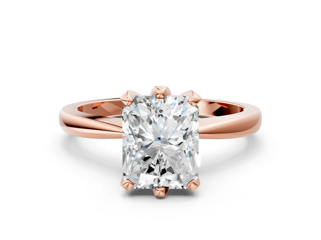 Rose gold Radiant Cut Solitaire Engagement Ring with Six-Prong Setting and Tapered Band_3