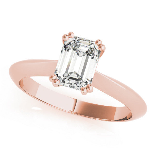 Rose gold Radiant Cut Solitaire Engagement Ring with Tapered Band and Four-Prong Setting 2