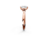 Rose gold Radiant Cut Solitaire Engagement Ring with Tapered Band and Four-Prong Setting 2