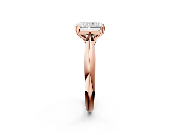 Rose gold Radiant Cut Solitaire Engagement Ring with Tapered Band and Four-Prong Setting