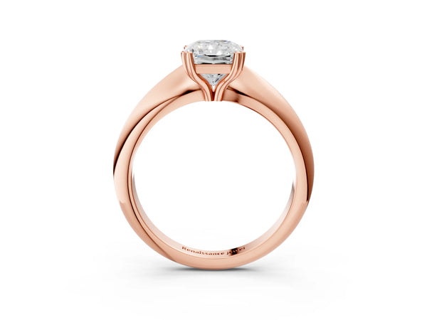 Rose gold Radiant Cut Solitaire Engagement Ring with Tapered Band and Four-Prong Setting