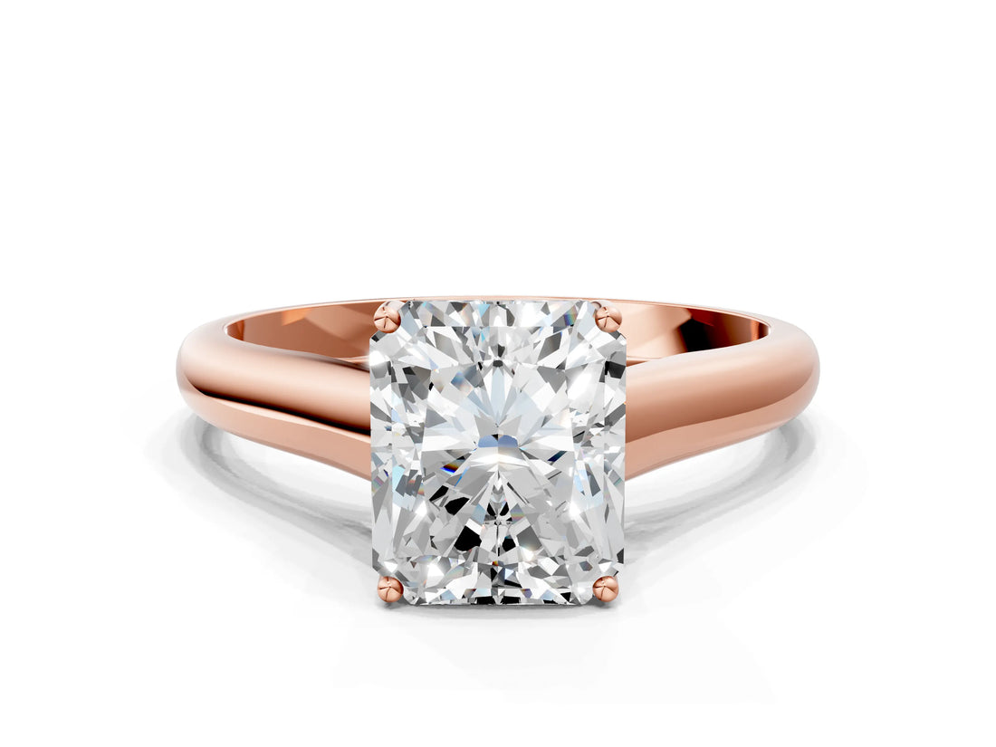 Rose gold Radiant Cut Solitaire Engagement Ring with Tapered Band and Four-Prong Setting_3