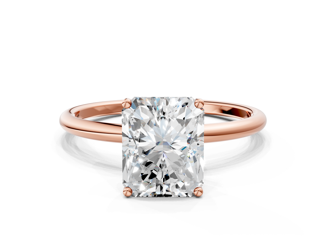 Rose gold Radiant Cut Solitaire Engagement Ring with Thin Band and Four-Prong Setting_3