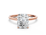 Rose gold Radiant Cut Solitaire Engagement Ring with Thin Band and Four-Prong Setting_3