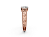Rose gold Radiant Cut Solitaire Engraved Band with Four-Prong Setting_64