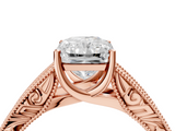 Rose gold Radiant Cut Solitaire Engraved Band with Four-Prong Setting_66