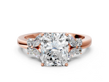 Rose gold Radiant Cut Solitaire Floral Diamond Ring with Four-Prong Setting_50