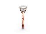 Rose gold Radiant Cut Solitaire Floral Diamond Ring with Four-Prong Setting_52