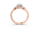 Rose gold Radiant Cut Solitaire Floral Diamond Ring with Four-Prong Setting_53