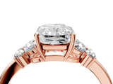 Rose gold Radiant Cut Solitaire Floral Diamond Ring with Four-Prong Setting_54