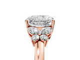 Rose gold Radiant Cut Solitaire Floral Diamond Ring with Four-Prong Setting_55