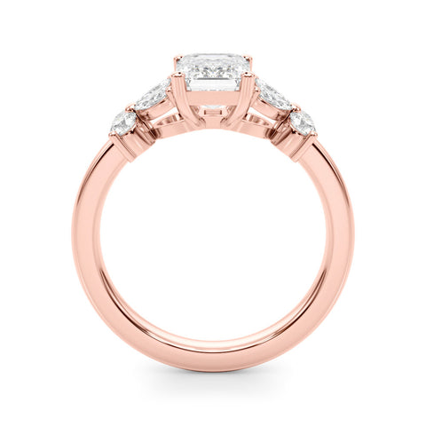 Rose gold Radiant Cut Solitaire Floral Diamond Ring with Four-Prong Setting