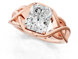 Rose gold Radiant Cut Solitaire Intertwined Band Prong Setting Ring_15