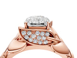 Rose gold Radiant Cut Solitaire Leaf-Inspired Engagement Ring with Prong Setting_23